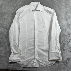 Ermenegildo Zegna Dress Shirt Mens Large Long Sleeve French Cuff Button Up Italy